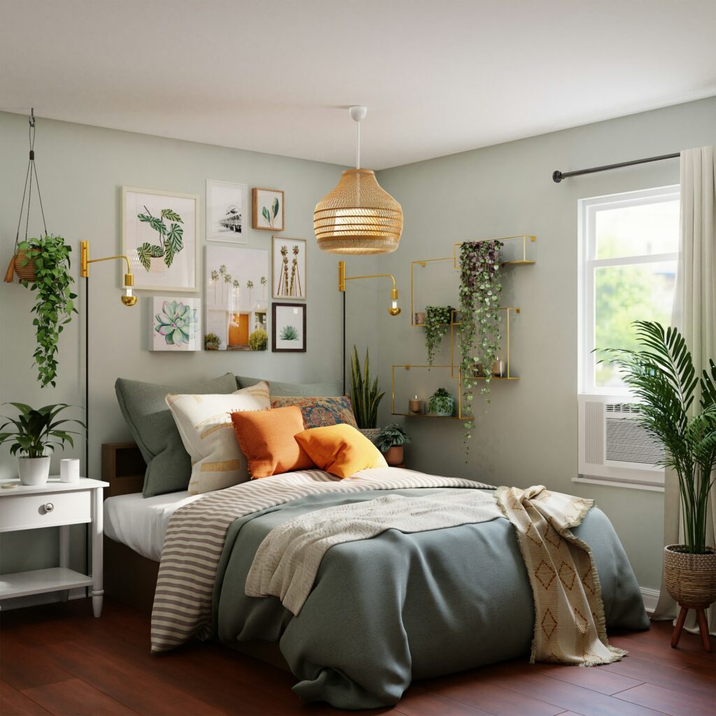 Plants can improve bedroom air environment.
